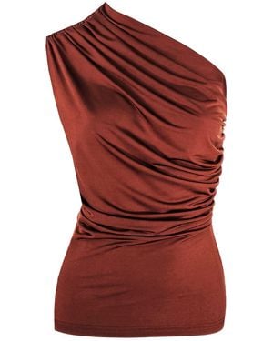 Me & Thee Pass The Buck Henna One Shoulder Top - Red