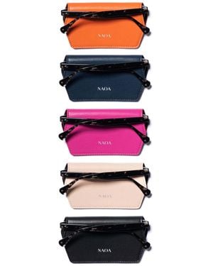 Naoa Family Five Pack Apple-Leather Slim Glasses Case - Black