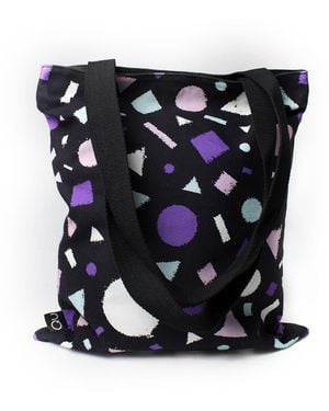 Qu Pattern Canvas Tote Bag - Black