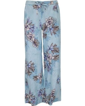 lords of harlech Lillian Exotic Floral Wide-Leg Pant - Blue