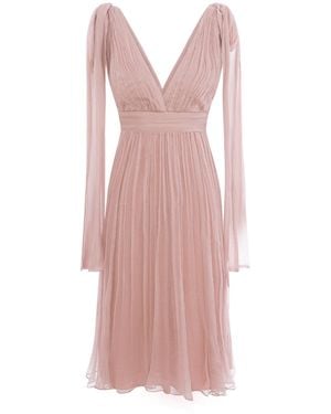 Framboise Mirko Elegant Silk Midi Dress - Pink