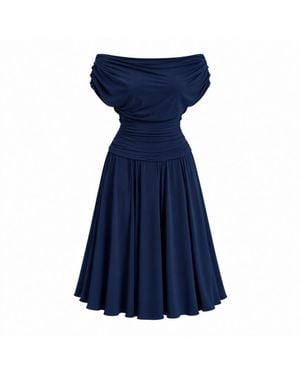 Atom Label Carbon Bardot Tea Regular Length Dress - Blue