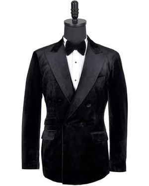 DAVID WEJ Maison Velvet Double Breasted Blazer – - Blue