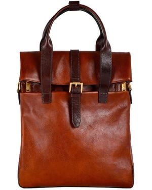 Time Resistance Convertible Leather Backpack Shoulder Bag - Red