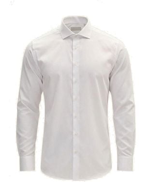 Ron Tomson Non-Iron Pure Cotton Spread Collar Dress Shirt - White
