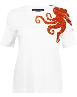 House of Laines London Laines Couture Embellished Octopus T-Shirt - White