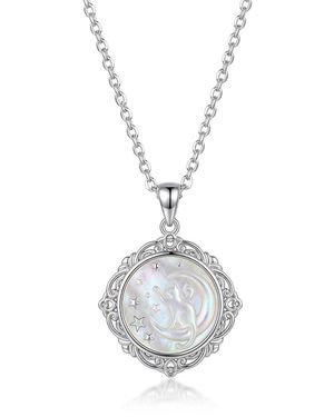 Ormiro Starry Cat Mother-Of-Pearl Cameo Necklace - Metallic