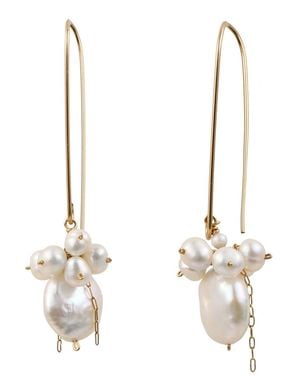 Corina Mardari Jewelry Pearl Cluster Handmade Filled Earrings - Metallic