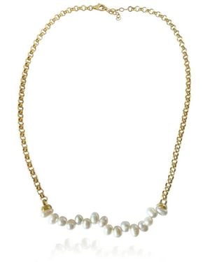 LINYA JEWELLERY Lely Chain Pearl Necklace - Metallic