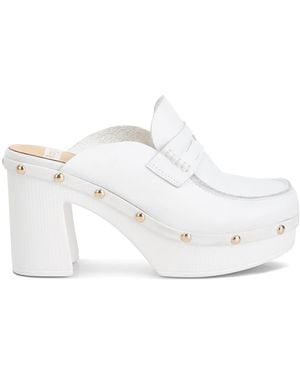 Rag & Co Lyrac Recycled Leather Platform Clogs - White