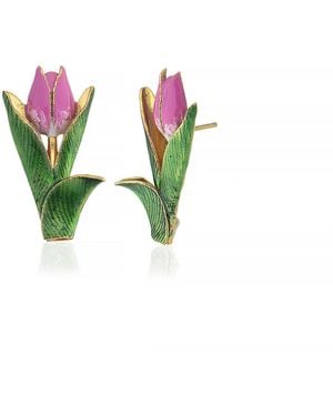 Milou Jewelry Tulip Flower Earrings - Green