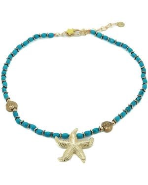 Ebru Jewelry Ocean Spirit Starfish & Choker Necklace - Blue