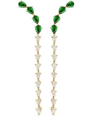 SALLY SKOUFIS Cascade Drop Earrings With Made Emeralds & Cz Diamond Stimulant - Metallic
