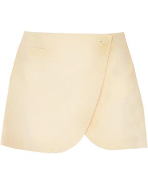 DELFI Collective Wool-Blend Crossover Button Skirt - Natural