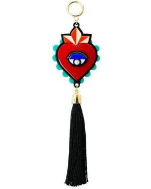 Gissa Bicalho Handmade Acrylic Keychain Heart Flame - Red