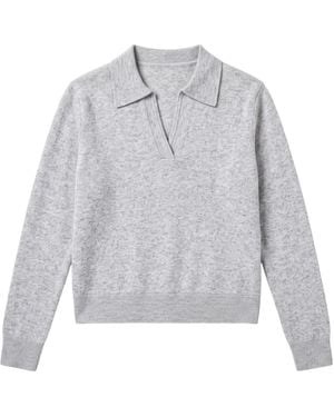 Brodie Cashmere Collared Cashmere Sweatshirt - Grey