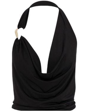 NAZLI CEREN Franca Jersey Blouse - Black