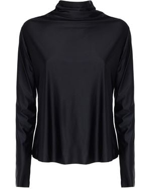 Julia Allert Leather-Look Long Sleeve Top - Blue