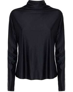 Julia Allert Leather-Look Long Sleeve Top - Blue