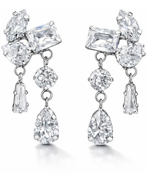 Maison De Gala Mixed-Cut Crystal Drop Earrings - Metallic