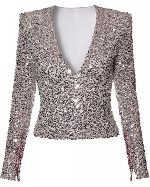 AGGI by HALEWSKI Ruby Sparkle Long Sleeve Sequin Top - Metallic