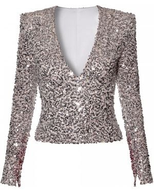 AGGI by HALEWSKI Ruby Sparkle Long Sleeve Sequin Top - Metallic