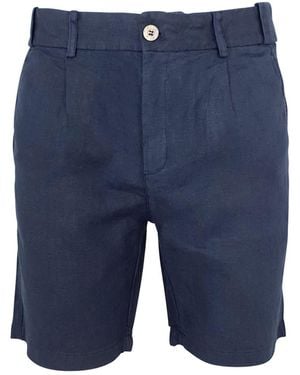 Haris Cotton Linen Bermuda Shorts Marine - Blue
