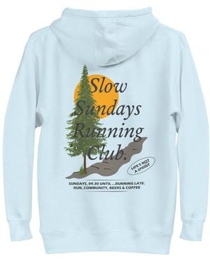 Anchor and Crew Sky Mountain Pine Slow Sundays Running Club Cotton Blend Hoodie - Blue