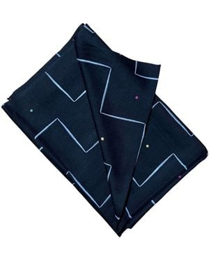 Heritagemoda Embroidered Classic Cashmere Wool Silk Scarf - Blue