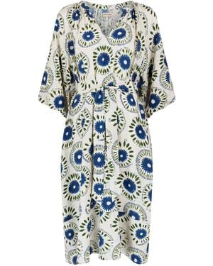 Traffic People When I Close My Eyes Print Glee Midi Dress - Blue