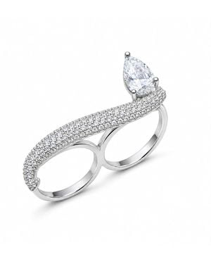 SHYMI Pave Pear Double Finger Ring - Metallic