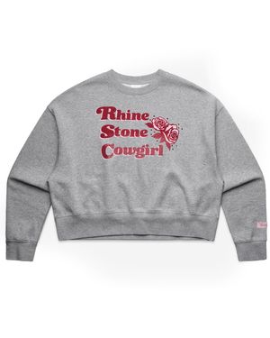 Black Cake Barbie Girl Rhinestone Cowgirl Bling Bling Heather Old School Sweatshirt - Grey