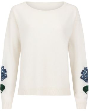 Catnip and Seaweed Hydrangea Cashmere Jumper - White