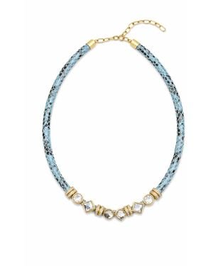 Saachi Bling Charm Leather Light Necklace - Metallic