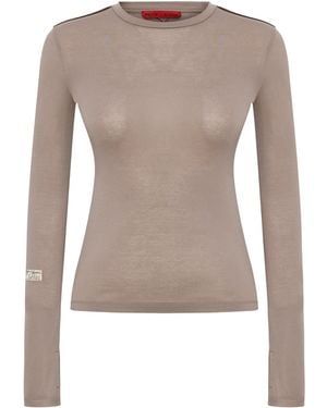 Pcfg Neutrals Silken Touch Sheer Long-Sleeve Top - Brown