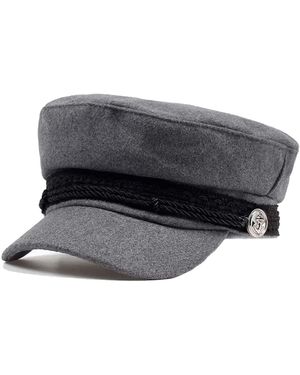 Chanel Joan Elkayam Embroidered Trim Baker Boy Hat - Grey