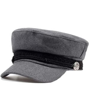 Chanel Joan Elkayam Embroidered Trim Baker Boy Hat - Grey
