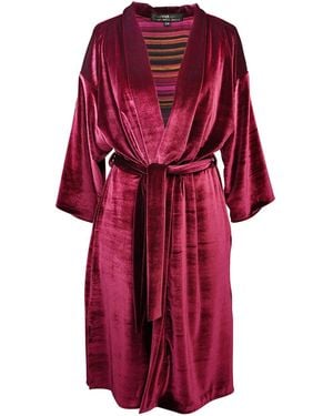 Jennafer Grace Bordeaux Velvet Reversible Koi Kimono - Red