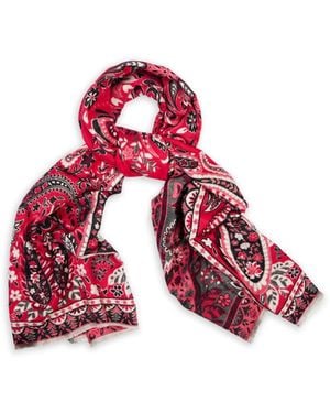 Saachi Paisley Motif Reversible Scarf - Red