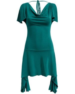 Why Mary Athena Asymmetrical Backless Mini Dress - Green