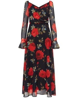 Sour Figs Floral Long-Sleeve Maxi Dress - Red