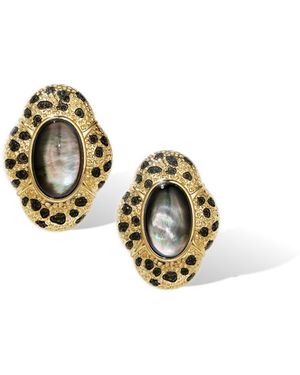 Retro Chic Leopard Earrings - Metallic