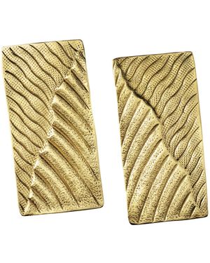 Zeworks Sahara Blues – Draa Handcrafted Brass Statement Earrings - Metallic