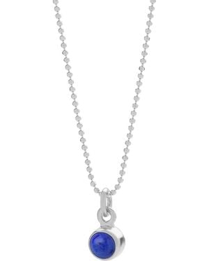 Nellou Jewellery Gem Dot Birthstone Necklace September Lapis Sterling - Metallic