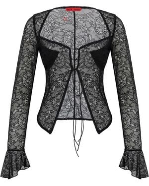 Pcfg Long Sleeve Lace Top - Black
