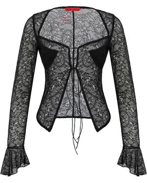 Pcfg Long Sleeve Lace Top - Black