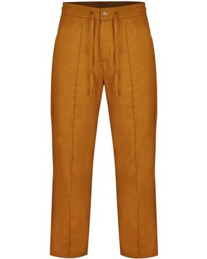 DAVID WEJ Hugo Linen Drawstring Trouser - Brown