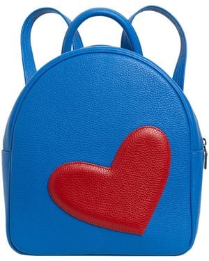 Laura Olaru Adda Leather Backpack With Heart Attached - Blue