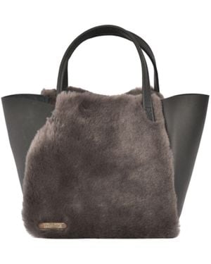 Owen Barry Sheepskin Grab Bag Cromita With Dark Leather - Black
