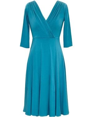 Alie Street London Annie Faux Wrap Fit And Flare Party Dress - Blue